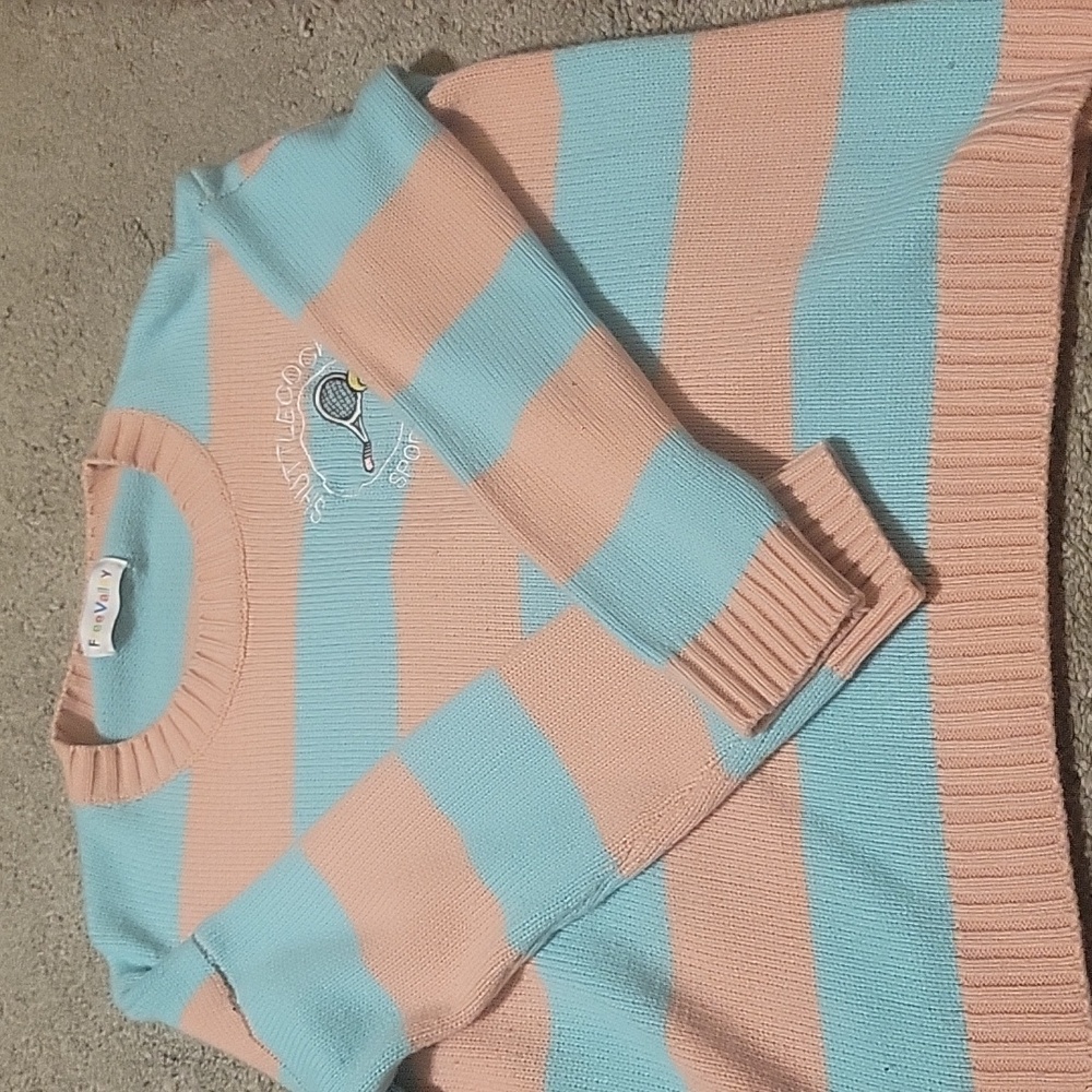 Pastel pink and blue sweater
